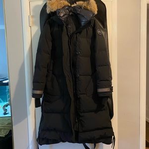 Canada Goose black label coat with fur trim hood, new never worn.